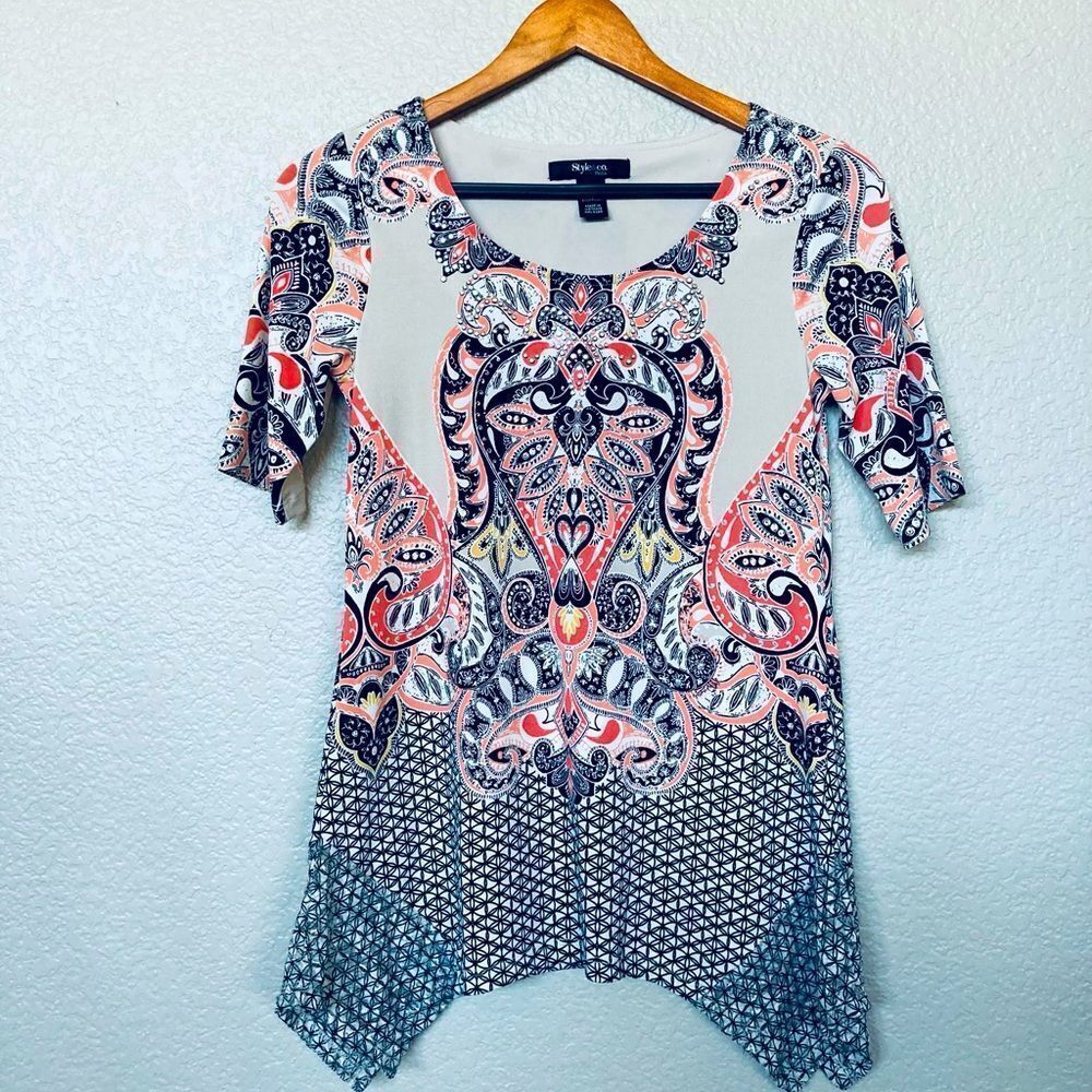 Style & Co. Embellished Paisley Print Tunic Blouse Top